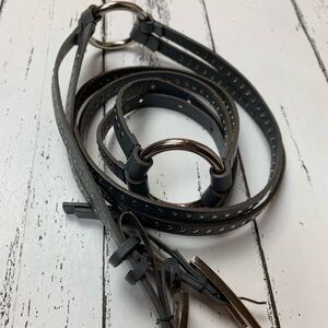 Elise M Double Strap Blue Belt Silver Metal Stud